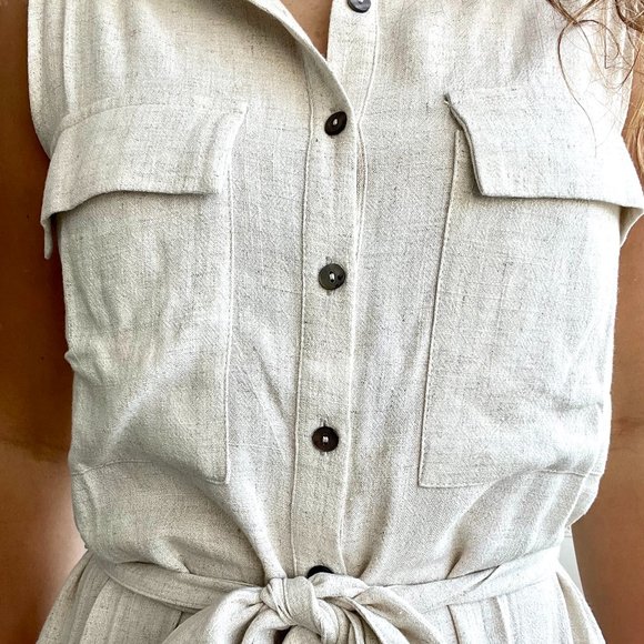 Miou Muse Oatmeal Button Down Jumpsuit - Picture 3 of 11